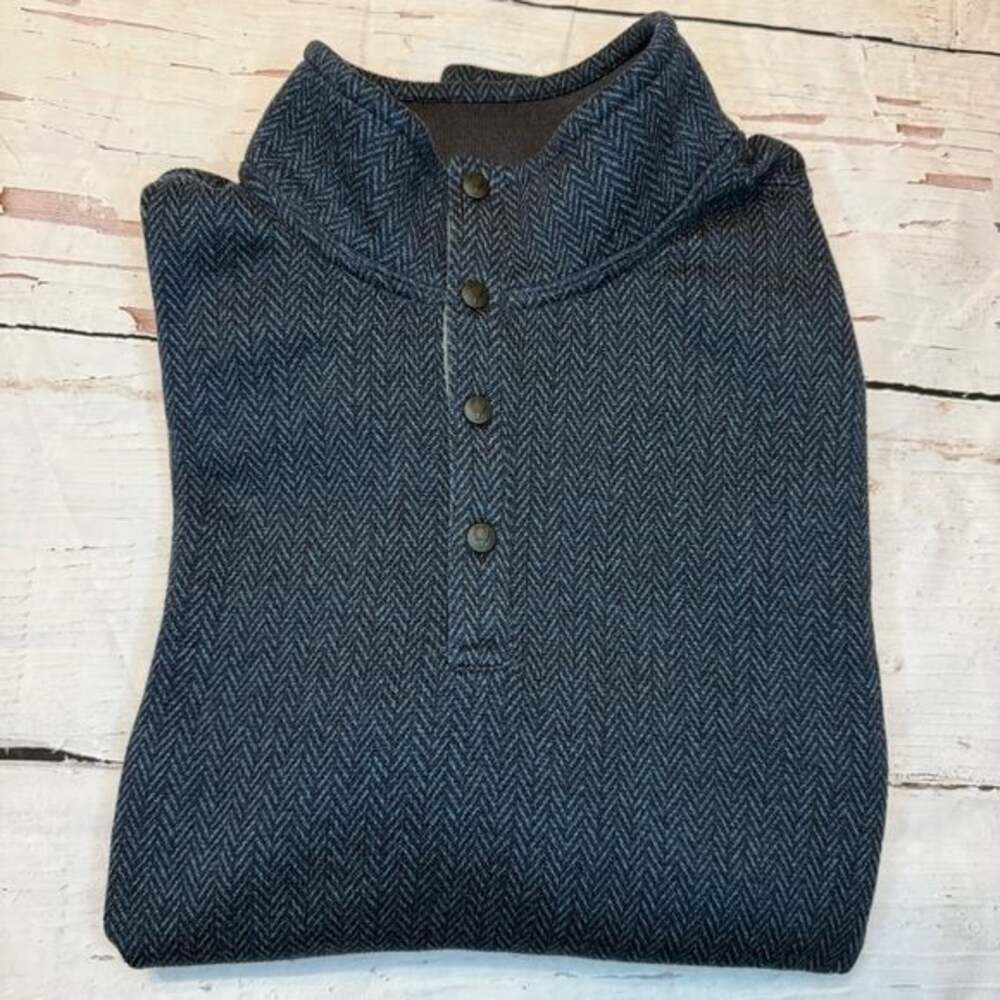 🦌 XPLR Men’s Herringbone Quarter-Snap Fleece Pullover — Size L — Blue